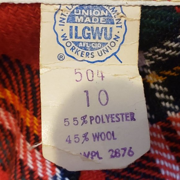 Red Plaid Jumpsuit One Piece Bill Atkinson Wool Polyester Velvet Vintage Size 10 - Picture 6 of 16